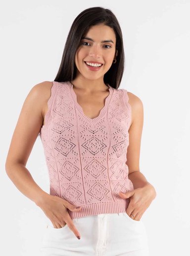 TOP SIN MANGAS MUJER JAROLA ROSADO TEJIDO ALESSIA
