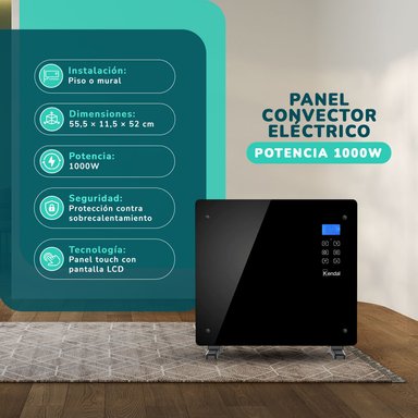 ESTUFA PANEL CONVECTOR DE VIDRIO KENDAL GH-10RM - 2