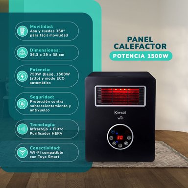 ESTUFA INFRARROJA KENDAL KPCH05A WIFI-FILTRO HEPA-30 M2- 1500W - 2