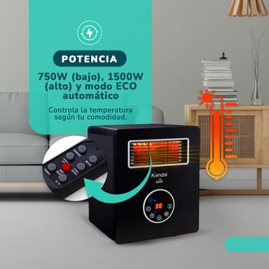 ESTUFA INFRARROJA KENDAL KPCH05A WIFI-FILTRO HEPA-30 M2- 1500W - 5