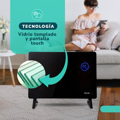 ESTUFA ELÉCTRICA SMART PANEL VIDRIO KENDAL WIFI18 M2-1500W PISOMURO - 3