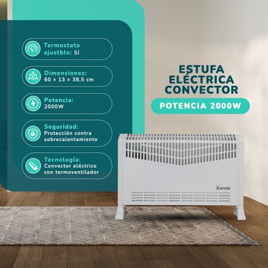 ESTUFA ELECTRICA CONVECTOR TURBO KENDAL KCH-2020 - 2