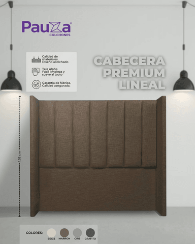 CABECERA PAUZA PREMIUM LINEAL QUEEN MARRON - 1