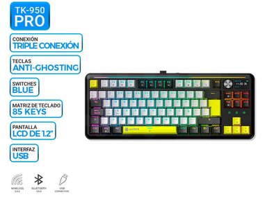 TECLADO MECANICO INALAMBRICO/BT ANTRYX TK950 PRO BLACK, SWITCH BLUE GATERON - 1