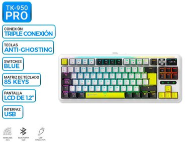 TECLADO MECANICO INALAMBRICO/BT ANTRYX TK950 PRO WHITE, SWITCH BLUE GATERON - 1