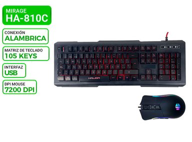 KIT TECLADO Y MOUSE GAMER MIRAGE HA-810C RETROILUMINADO - 1
