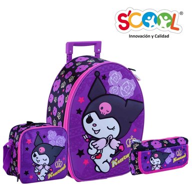 SET MALETA ESCOLAR SCOOL SANRIO KUROMI MORADO RANGER OFICIO