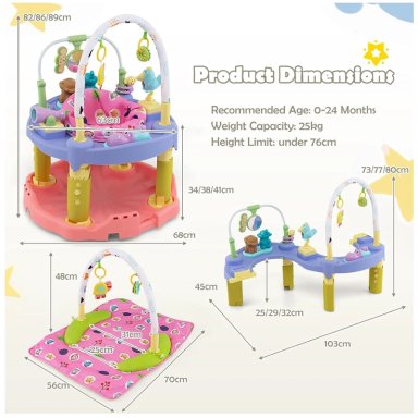 BABY JUMPER CENTRO DE ACTIVIDADES SALTARIN PARA BEBES 3 EN 1 ROSADO - 2