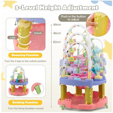 BABY JUMPER CENTRO DE ACTIVIDADES SALTARIN PARA BEBES 3 EN 1 ROSADO - 5