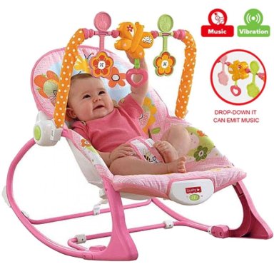 SILLA MECEDORA ROSADA FLORES 18 KG PARA BEBES - 2