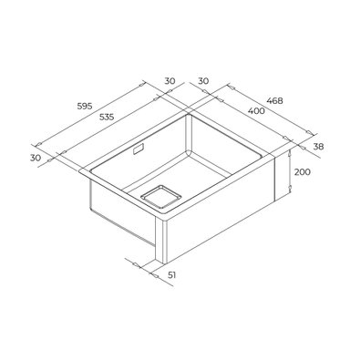 LAVADERO TEKA AMERICAN PRO 60 M-XP 1B 60 X 46.8 CM ACERO INOX - 5