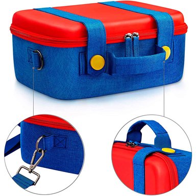 MALETA PARA NINTENDO SWITCH Y OLED ROJO CON AZUL GRANDE RESISTENTE - 1