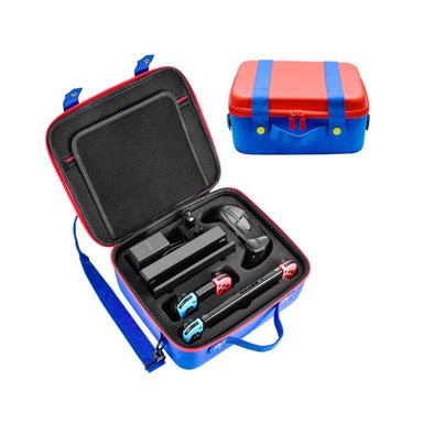 MALETA PARA NINTENDO SWITCH Y OLED ROJO CON AZUL GRANDE RESISTENTE - 2