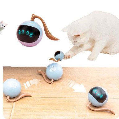 JUGUETE GATO BOLA GIRATORIA ELÉCTRICA AUTOMÁTICA LUCES USB FOFOS
