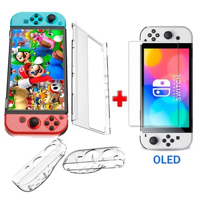 PACK NINTENDO SWITCH OLED CASE OLED + MICA VIDRIO RÍGIDO TRANSPARENTE - 1