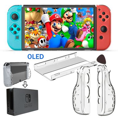 PACK NINTENDO SWITCH OLED CASE OLED + MICA VIDRIO RÍGIDO TRANSPARENTE - 2