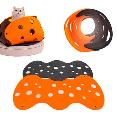 TÚNEL PARA GATOS FELPA PLEGABLE 92CM NARANJA/NEGRO OTHER