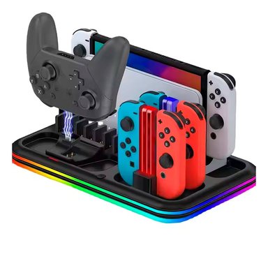 BASE OTHER 4 EN 1 PARA NINTENDO SWITCH OLED RGB CON CARGADOR JOYCONS MANDO PORTAJUEGOS - 1