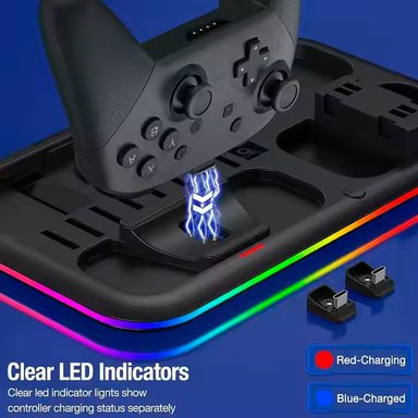 BASE OTHER 4 EN 1 PARA NINTENDO SWITCH OLED RGB CON CARGADOR JOYCONS MANDO PORTAJUEGOS - 3