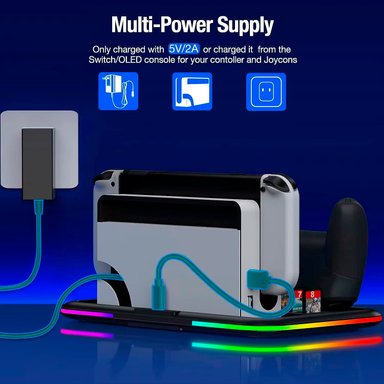 BASE OTHER 4 EN 1 PARA NINTENDO SWITCH OLED RGB CON CARGADOR JOYCONS MANDO PORTAJUEGOS - 5