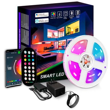 TIRA DE LUCES GAMER SMART 10M COMPATIBLE CON ALEXA GOOGLE CON CONTROL REMOTO