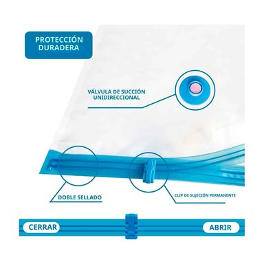 PACK 12 BOLSAS DE AIRE AL VACÍO DE VIAJE 70X50CM + BOMBA DE AIRE ALÁMBRICO - 6