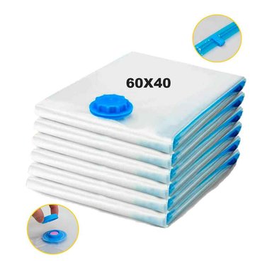 SET 6 BOLSAS DE AIRE AL VACÍO DE VIAJE AHORRA ESPACIO TRANSPARENTE 60X40CM