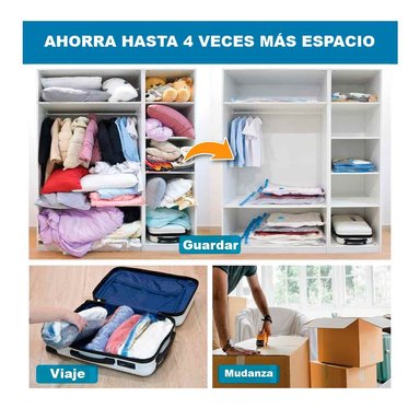 SET 24 BOLSAS DE AIRE AL VACÍO DE VIAJE AHORRA ESPACIO TRANSPARENTE 70X50CM - 5