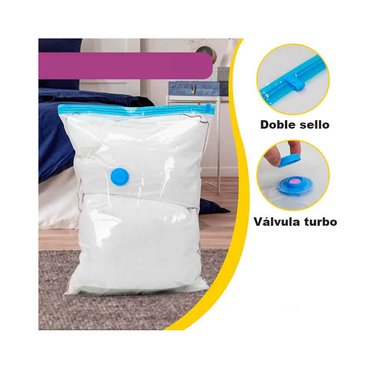 SET 12 BOLSAS DE AIRE AL VACÍO DE VIAJE AHORRA ESPACIO TRANSPARENTE 70X50CM - 2