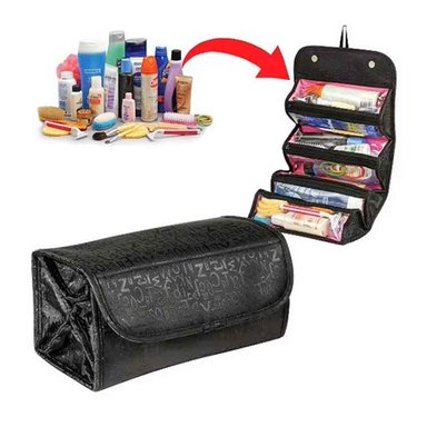 ORGANIZADOR NECESER PLEGABLE CON COLGADOR PARA VIAJE NEGRO - 2