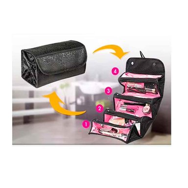 ORGANIZADOR NECESER PLEGABLE CON COLGADOR PARA VIAJE NEGRO - 3