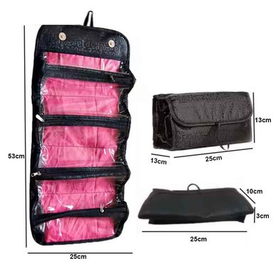ORGANIZADOR NECESER PLEGABLE CON COLGADOR PARA VIAJE NEGRO - 4