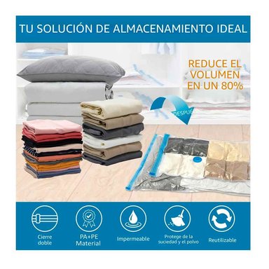 PACK 12 BOLSAS DE AIRE AL VACÍO DE VIAJE 70X50CM + BOMBA DE AIRE INALÁMBRICO - 4