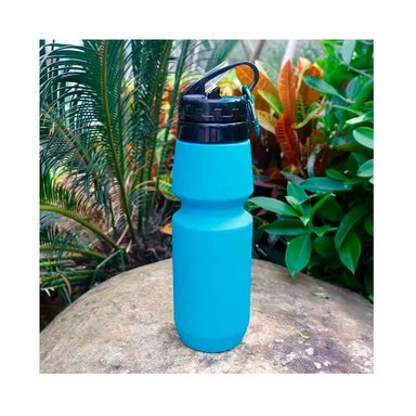 BOTELLA DE AGUA PLEGABLE TOMATODO 700ML PARA VIAJE SILICON TURQUESA - 3