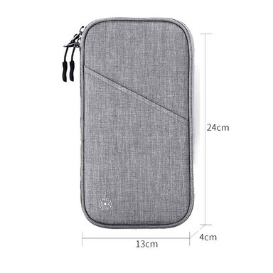 ESTUCHE ORGANIZADOR DOCUMENTOS DE VIAJE RFID CON SUJETADOR IMPERMEABLE GRIS RD - 5