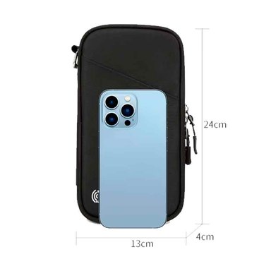 ESTUCHE ORGANIZADOR DOCUMENTOS DE VIAJE RFID CON SUJETADOR IMPERMEABLE NEGRO RD - 5