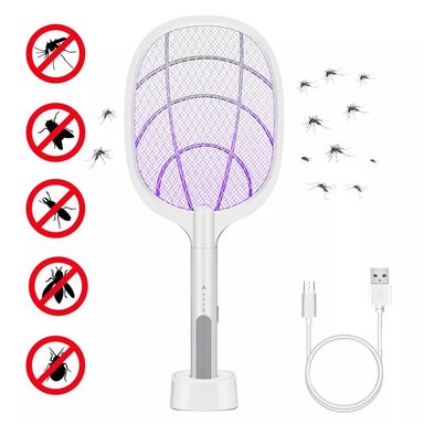 RAQUETA ELÉCTRICA ORIGINAL MATA MOSCAS MOSQUITOS ZANCUDOS CON LUZ ULTRAVIOLETA
