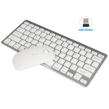 TECLADO INALÁMBRICO SEISA MOUSE PACK MARCA PC LAPTOP BLANCO - 1