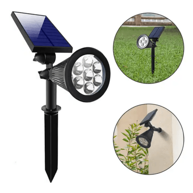 ESTACA JARDÍN LED SOLAR 2 EN 1 KQD02 NEGRO PARA EXTERIORES LUZ DE CESPED