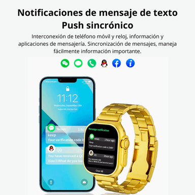 SET SMARTWATCH IMPORTADO IP67 G9 MAX ULTRA PANTALLA GRANDE 2.1' DORADO + 2 CORREAS - 2