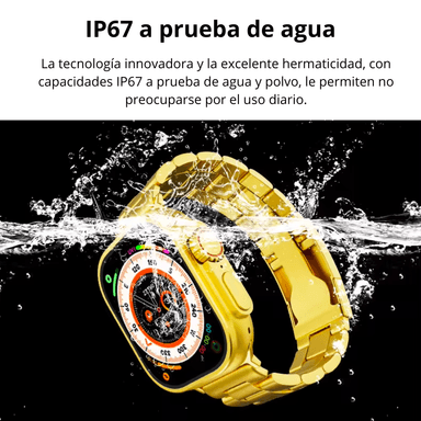 SET SMARTWATCH IMPORTADO IP67 G9 MAX ULTRA PANTALLA GRANDE 2.1' DORADO + 2 CORREAS - 4