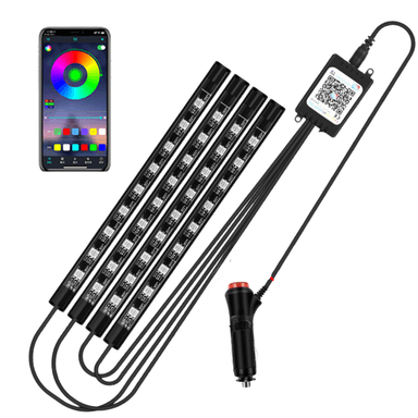 LUZ LED RGB AMBIENTE INTERIOR AUTO BLUETOOTH 12BT