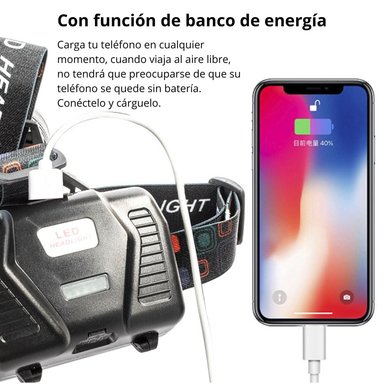 LINTERNA LED LIDIMI LD-L1312C ALUMINIO CABEZA LUZ FUERTE FRONTAL CON ZOOM - 2