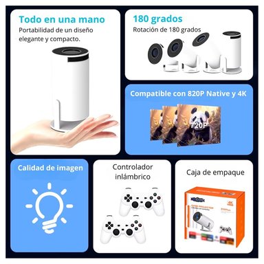 PROYECTOR MULTIMEDIA H300MAX 120 LUMENES 4K ANDROID 11 WIFI 2 MANDOS 10000 JUEGOS - 4