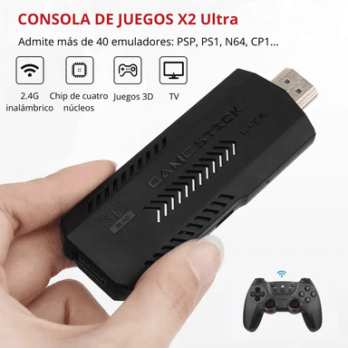 CONSOLA DE JUEGOS X2 ULTRA MULTIPLATAFORMA LED RETRO CON 35000 JUEGOS 2 MANDOS RECARGABLES - 3