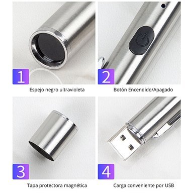 DETECTOR DE BILLETES PORTÁTIL CON LUCES ULTRAVIOLETA BOSSNEY ZK-2021 - 6