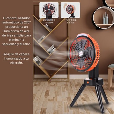 VENTILADOR DE CAMPING RECARGABLE CON TRÍPODE LUZ LED CON GANCHO FS-X6 - 6
