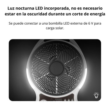 VENTILADOR CON PANEL SOLAR Y PARLANTE BLUETOOTH RADIO FM SEISA 514BT - 3