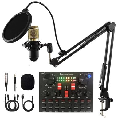 MICRÓFONO CONDENSADOR PROFESIONAL CON CONSOLA DE SONIDO BLUETOOTH