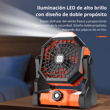 VENTILADOR DE CAMPING RECARGABLE 270° CON GANCHO ILUMINACIÓN LED FS-X3 - 2